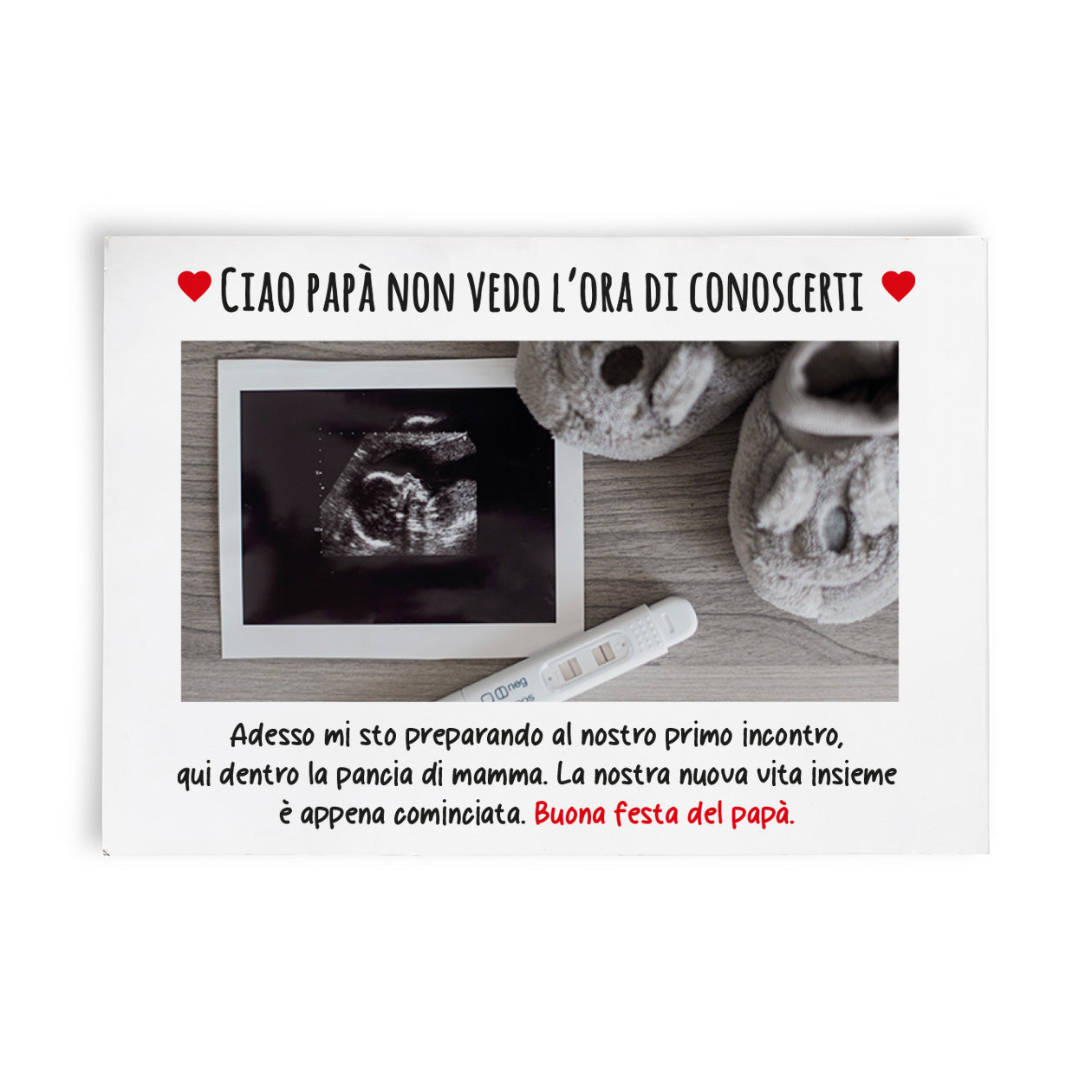 Ciao papà non vedo l'ora di conoscerti - Tela pittorica personalizzata con foto
