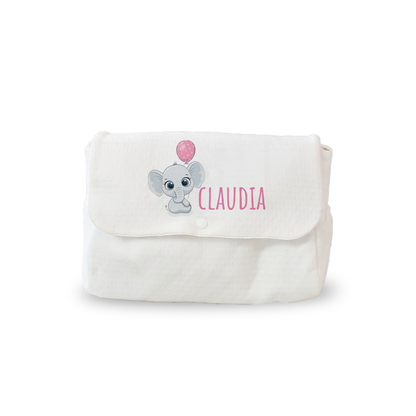 Elephant Pink - Borsa Fasciatoio per Neonato personalizzata con nome