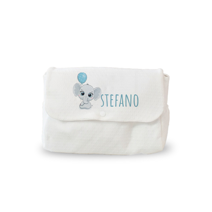 Elephant Blue - Borsa Fasciatoio per Neonato personalizzata con nome