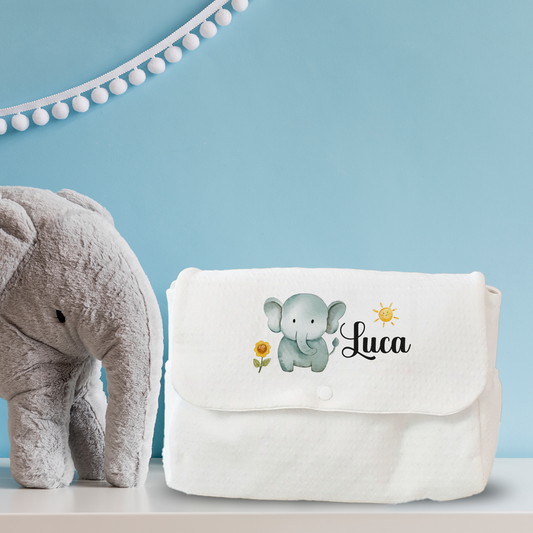 Elephant Sun - Borsa Fasciatoio per Neonato personalizzata con nome