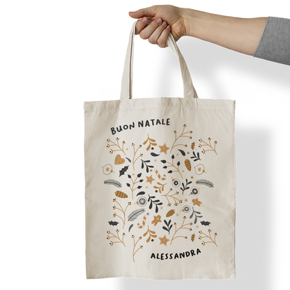 Buon Natale - Shopper In Cotone - personalizzata con nome