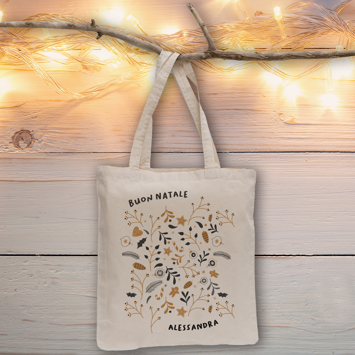 Buon Natale - Shopper In Cotone - personalizzata con nome