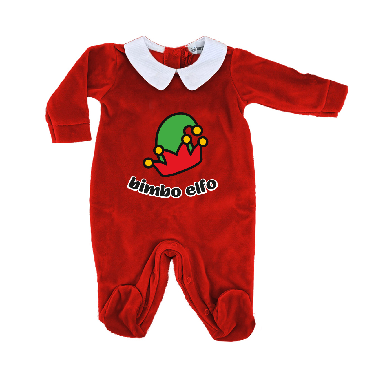 Bimbo Elfo - Pagliaccetto Neonato in Ciniglia con Colletto Bianco