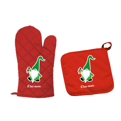 Garden gnome - Set da Cucina Guanto e Presina - personalizzati con nome
