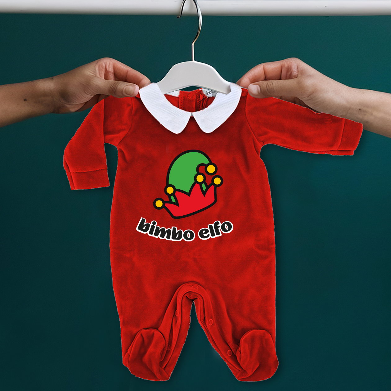 Bimbo Elfo - Pagliaccetto Neonato in Ciniglia con Colletto Bianco