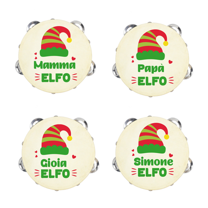 Elfo - Set da 10 Tamburelli - personalizzati con nomi