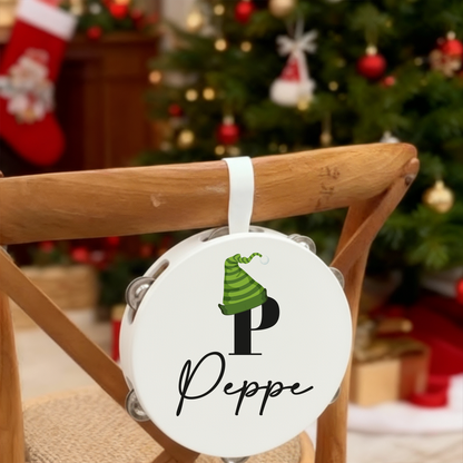 Christmas Name - Set da 10 Tamburelli - personalizzati con nomi e iniziale