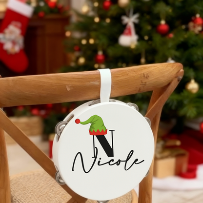 Christmas Name - Set da 10 Tamburelli - personalizzati con nomi e iniziale