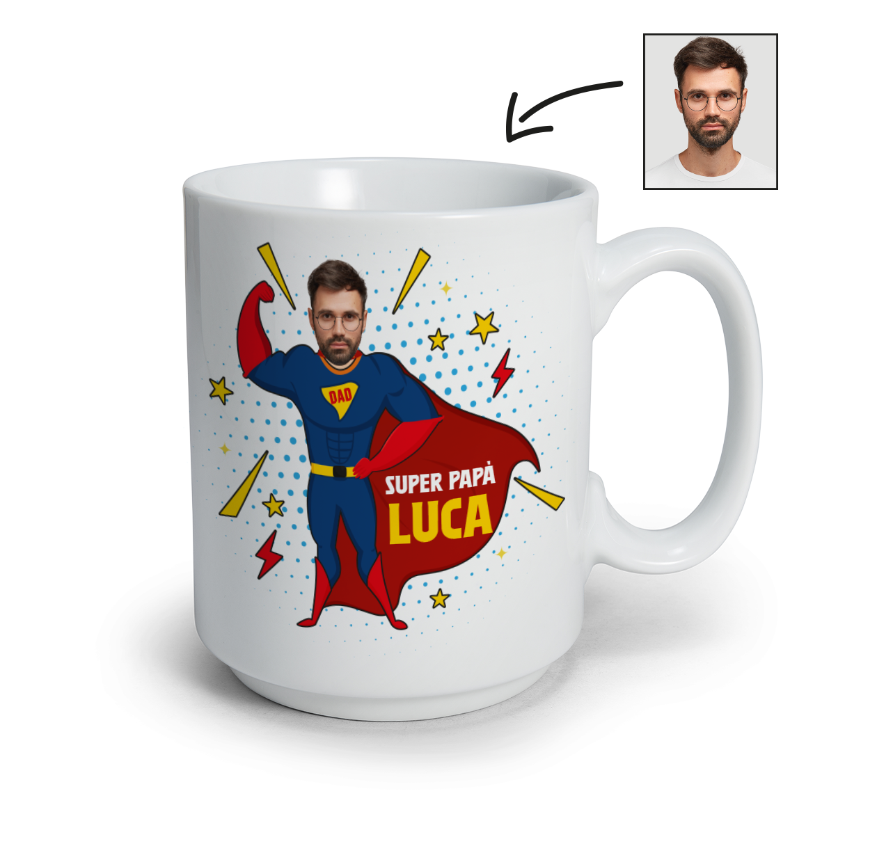 Super papà - Tazza mug personalizzata con foto e nome