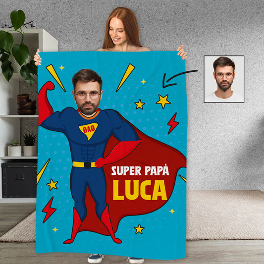 Super papà - coperta Idea Regalo Festa del Papà - personalizzata con foto e nome