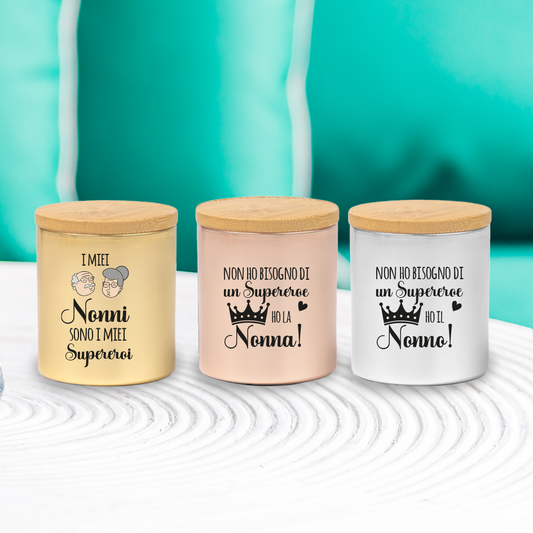 I mie nonni sono i miei supereroi - Set di 3 Candele Profumate