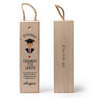 Finalmente ti sei laureato - portabottiglia in legno - personalizzato