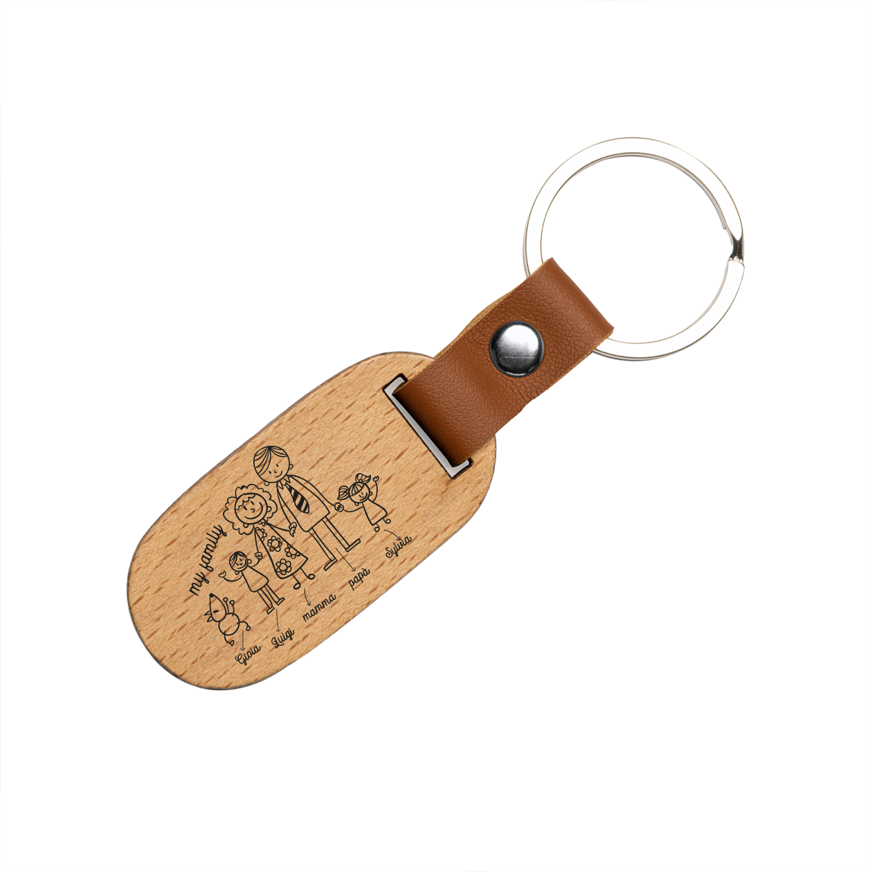 My family - Portachiavi in Legno personalizzato con nomi