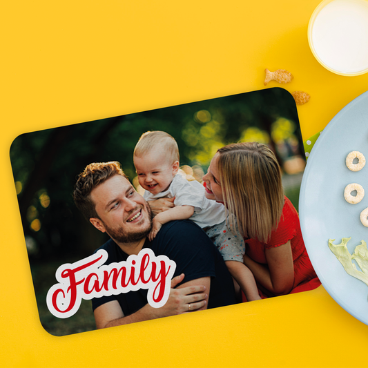 Family - Set di 4 Tovagliette in tessuto lavabile - personalizzata con foto