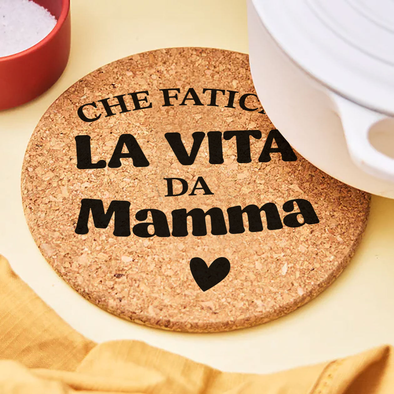 Che fatica la vita da mamma - Set da 3 pezzi Sottopentola in sughero naturale 19cm