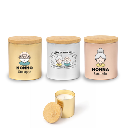 Festa dei nonni - Set di 3 Candele Profumate - personalizzate con nomi