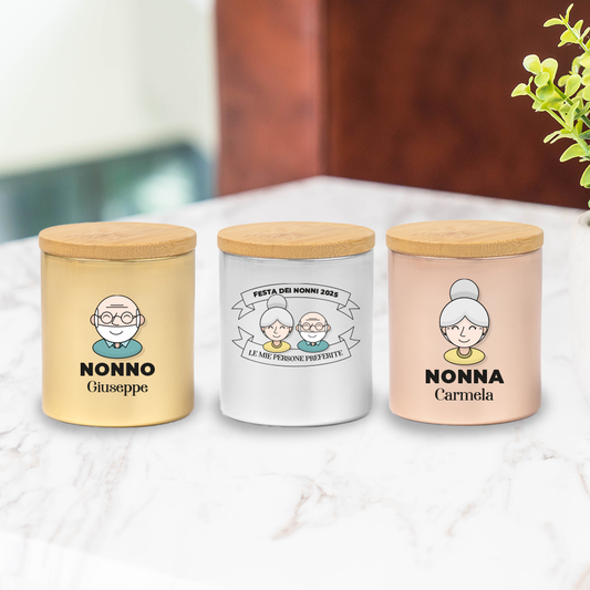 Festa dei nonni - Set di 3 Candele Profumate - personalizzate con nomi