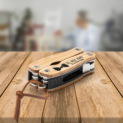Il mio papà è il più figo - Multiutensile con accessori in acciaio inossidabile e manico in legno