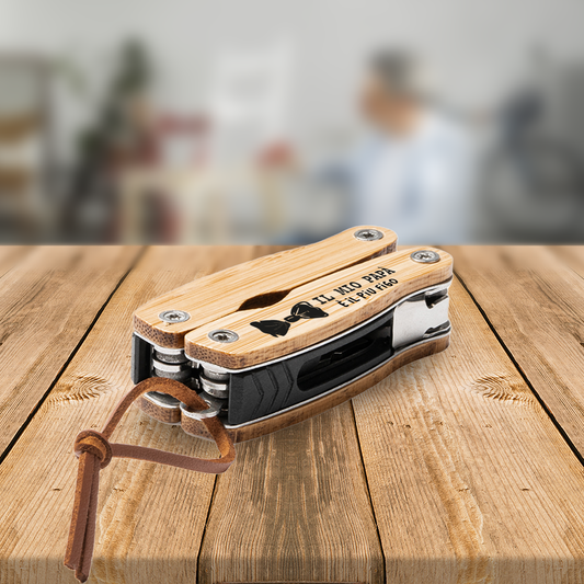 Il mio papà è il più figo - Multiutensile con accessori in acciaio inossidabile e manico in legno