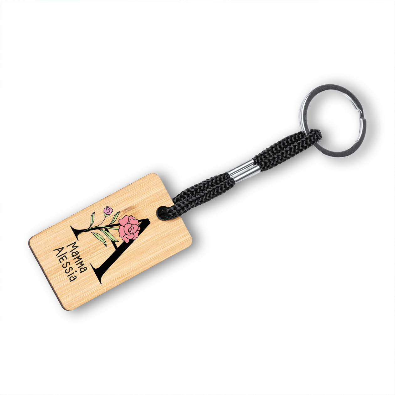Mamma flowers - Portachiavi in Legno personalizzato con nome