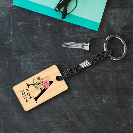 Mamma flowers - Portachiavi in Legno personalizzato con nome