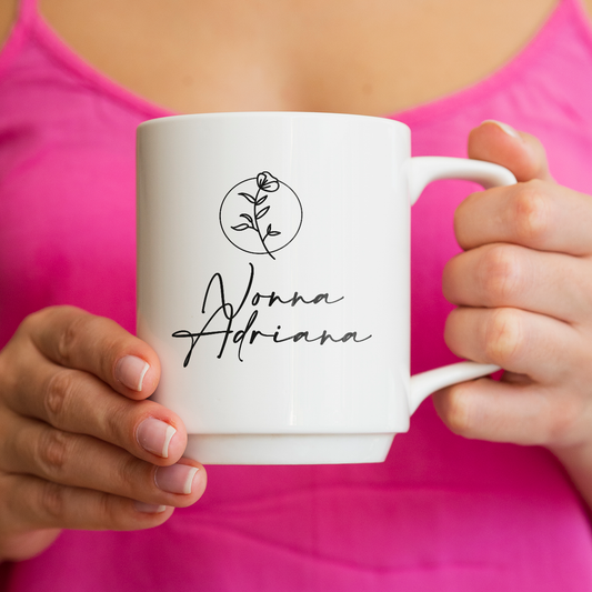 Nonna Name Flower - Tazza mug - personalizzata con nome