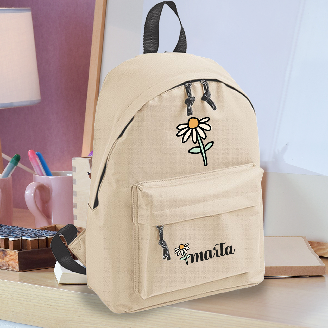 Flower name - zaino scuola - personalizzato con nome