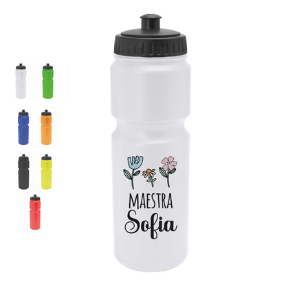 Maestra Flowers - Borraccia in PE 840ml. - personalizzata con nome