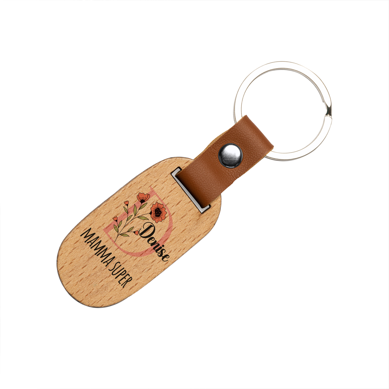 Mamma super - Portachiavi in Legno personalizzato con nome