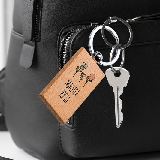 Maestra garden - Portachiavi in Legno - personalizzato con nome