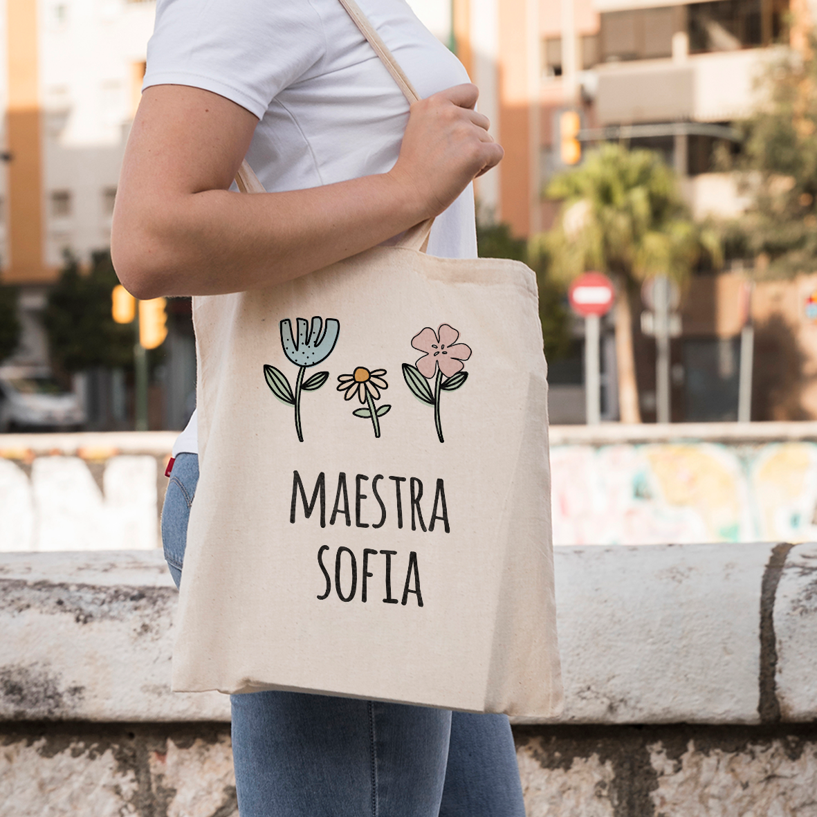 Maestra flower - Borsa Mare - idea regalo maestra - personalizzata con nome