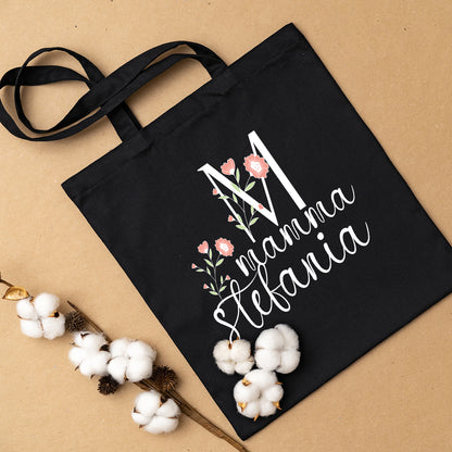 Name Mamma - Shopper In Cotone con chiusura zip - personalizzata con nome