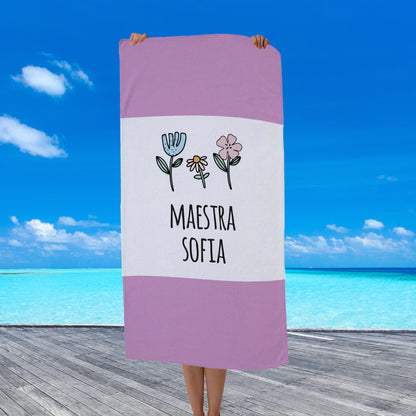 Maestra flower - Telo Mare - personalizzato con nome