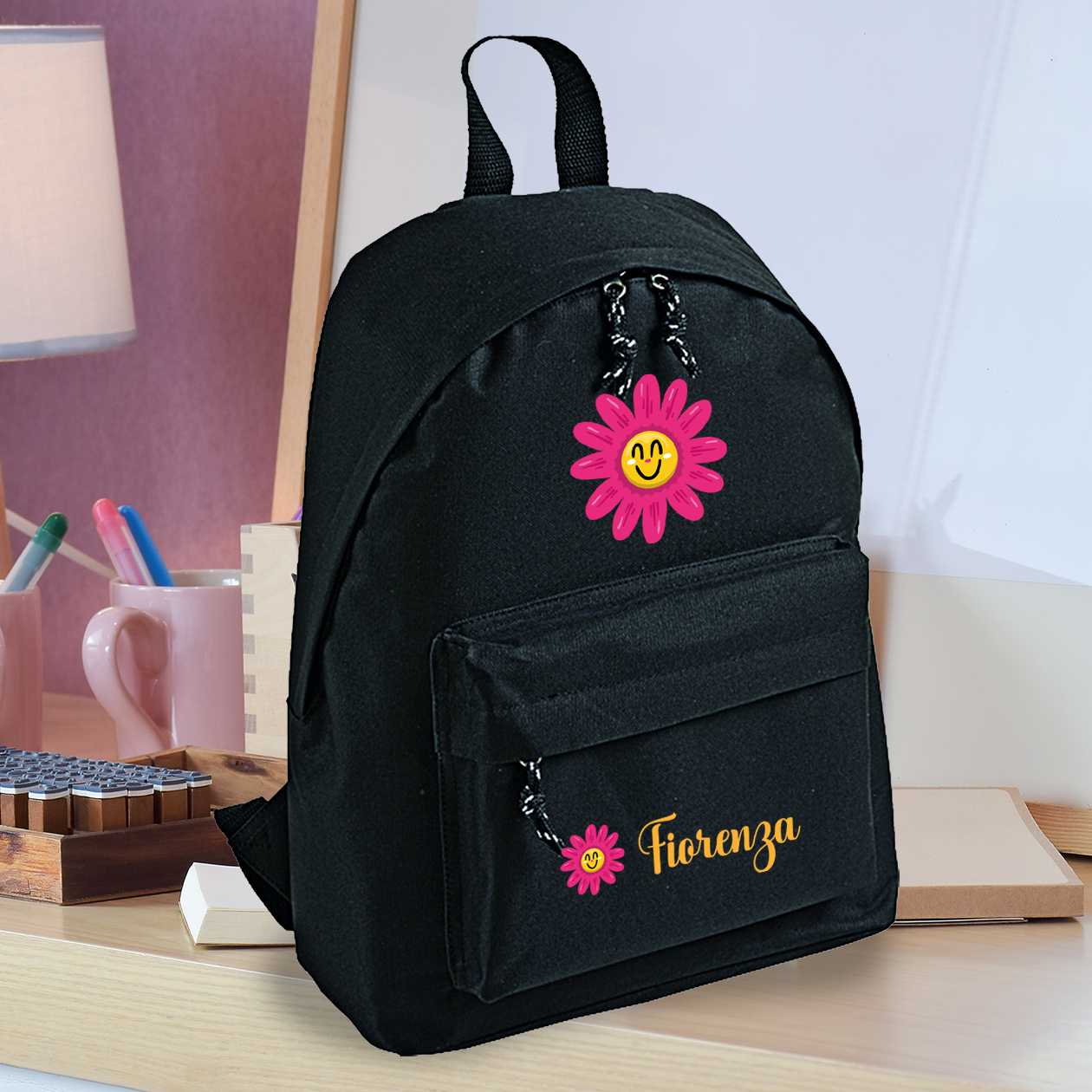 Flower sun - zaino scuola - personalizzato con nome
