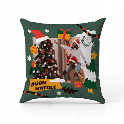 Buon Natale - Cuscino Personalizzato - idea regalo Natale personalizzato con foto