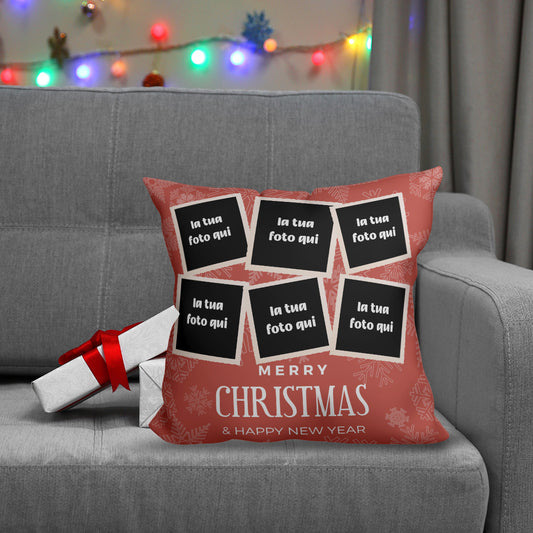 Merry Christmas e Happy new year  - Cuscino Personalizzato - idea regalo Natale personalizzato con foto