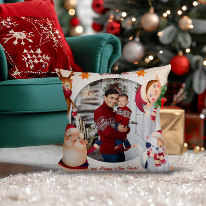 Merry Christmas and Happy new year - Cuscino Personalizzato - idea regalo Natale personalizzato con foto