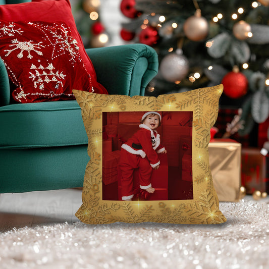 Christmas Gold - Cuscino Personalizzato - idea regalo Natale personalizzato con foto