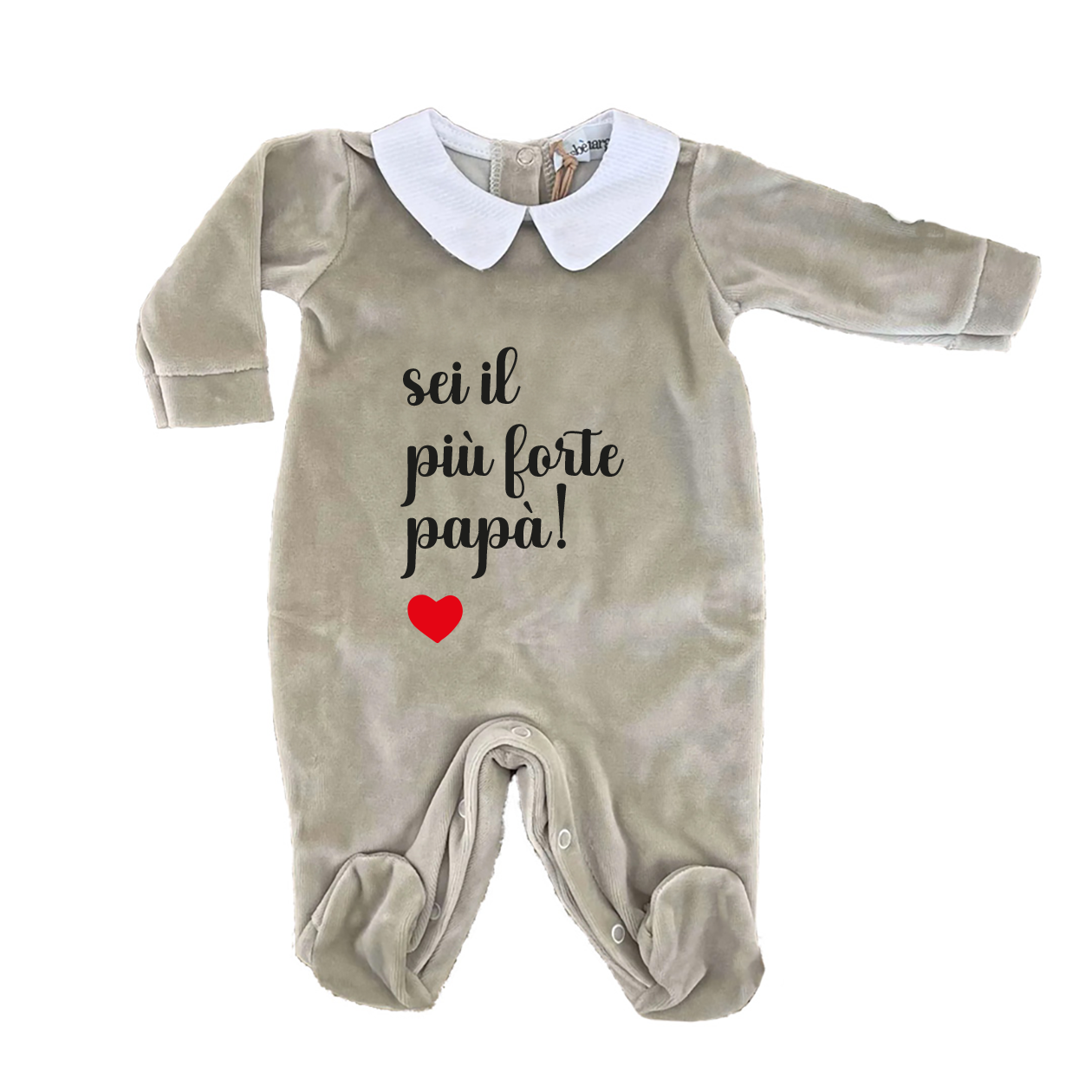 Sei il più forte papà - Pagliaccetto Neonato in Ciniglia con Colletto Bianco