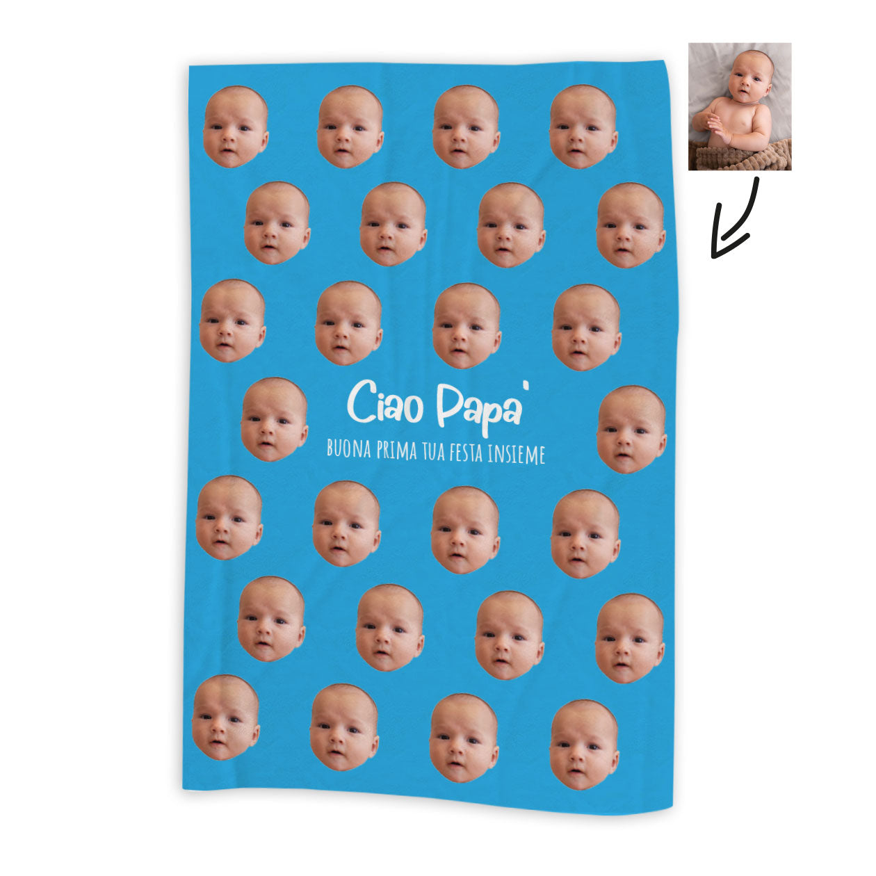 Ciao papà - coperta Idea Regalo Festa del Papà - personalizzata con foto