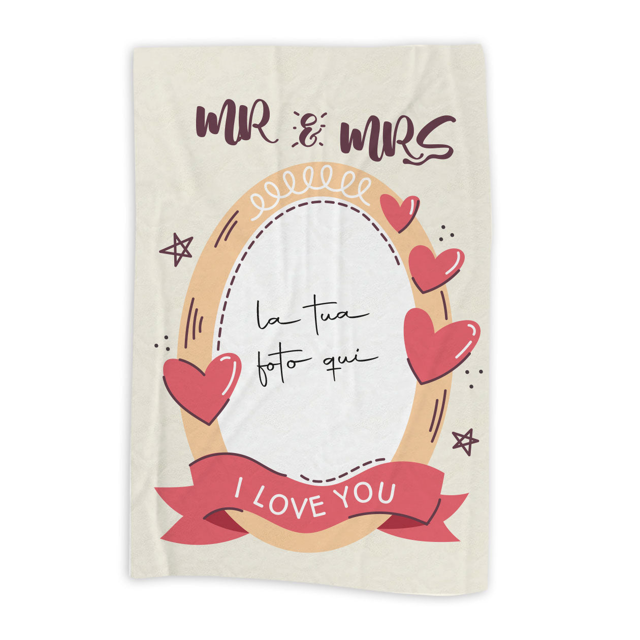 Mr & Mrs - plaid in pile - personalizzato con foto