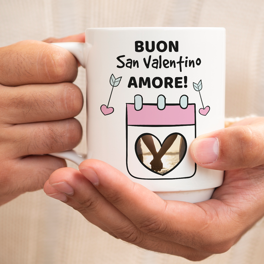 Buon San Valentino amore - Tazza mug - personalizzata con foto