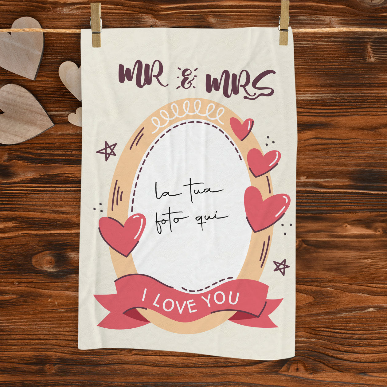 Mr & Mrs - plaid in pile - personalizzato con foto