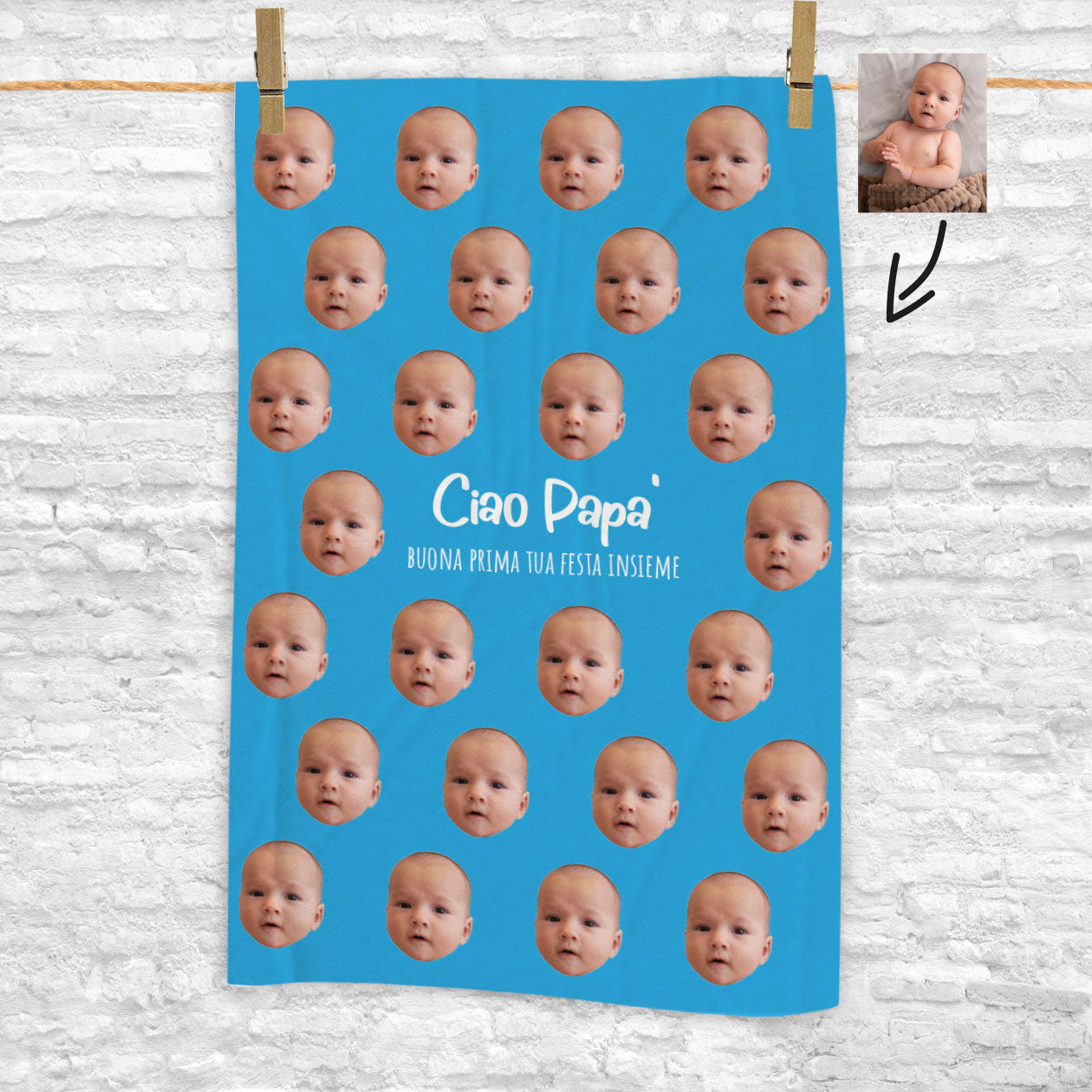 Ciao papà - coperta Idea Regalo Festa del Papà - personalizzata con foto