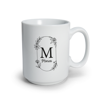 Flower name - Tazza mug - personalizzata con nome e iniziale