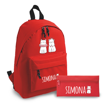 Cat Love - Zaino + Portapenne - personalizzati con nome