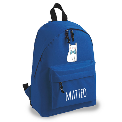 Blue cat - zaino scuola - personalizzato con nome