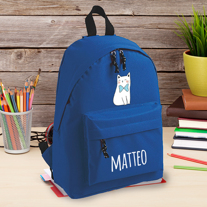 Blue cat - zaino scuola - personalizzato con nome