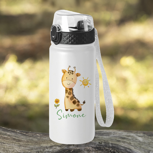 Giraffa - Borraccia termica da 550 ml - personalizzata con nome