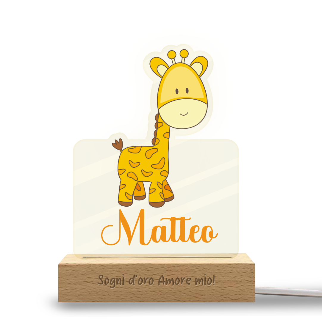 Baby Giraffa - Lampada - Plexiglass personalizzata con nome e frase